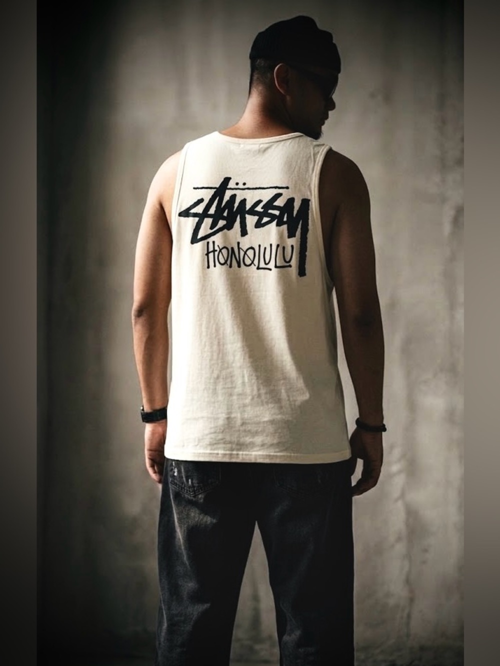 🆕 STUSSY Tank Top Stüssy Honolulu Chapter Exclusive Muscle T Shirt Off White 2XL